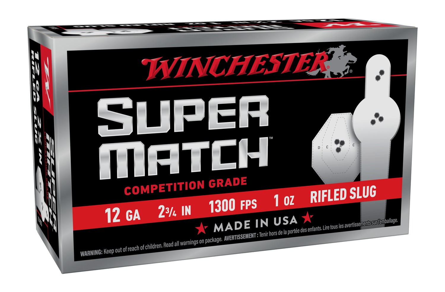 Winchester Super Match Shotshells 12ga 2-3/4" 1oz 1300fps Slug 10/ct