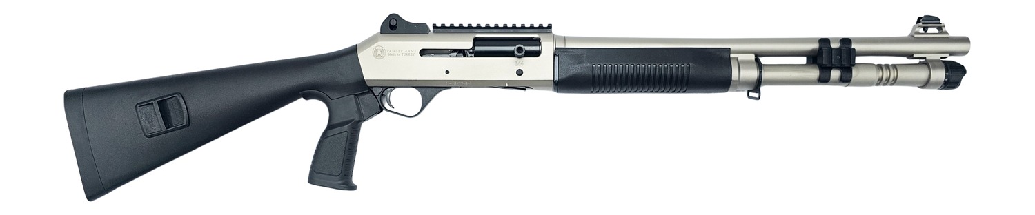 Panzer Arms PAM4MTSSS M4 12 Gauge Semi-Auto 3" 5+1 18.50" Nickel Barrel, Nickel Aluminum Receiver w/Picatinny Rail, Black Fixed Synthetic Stock, Black Polymer Grip