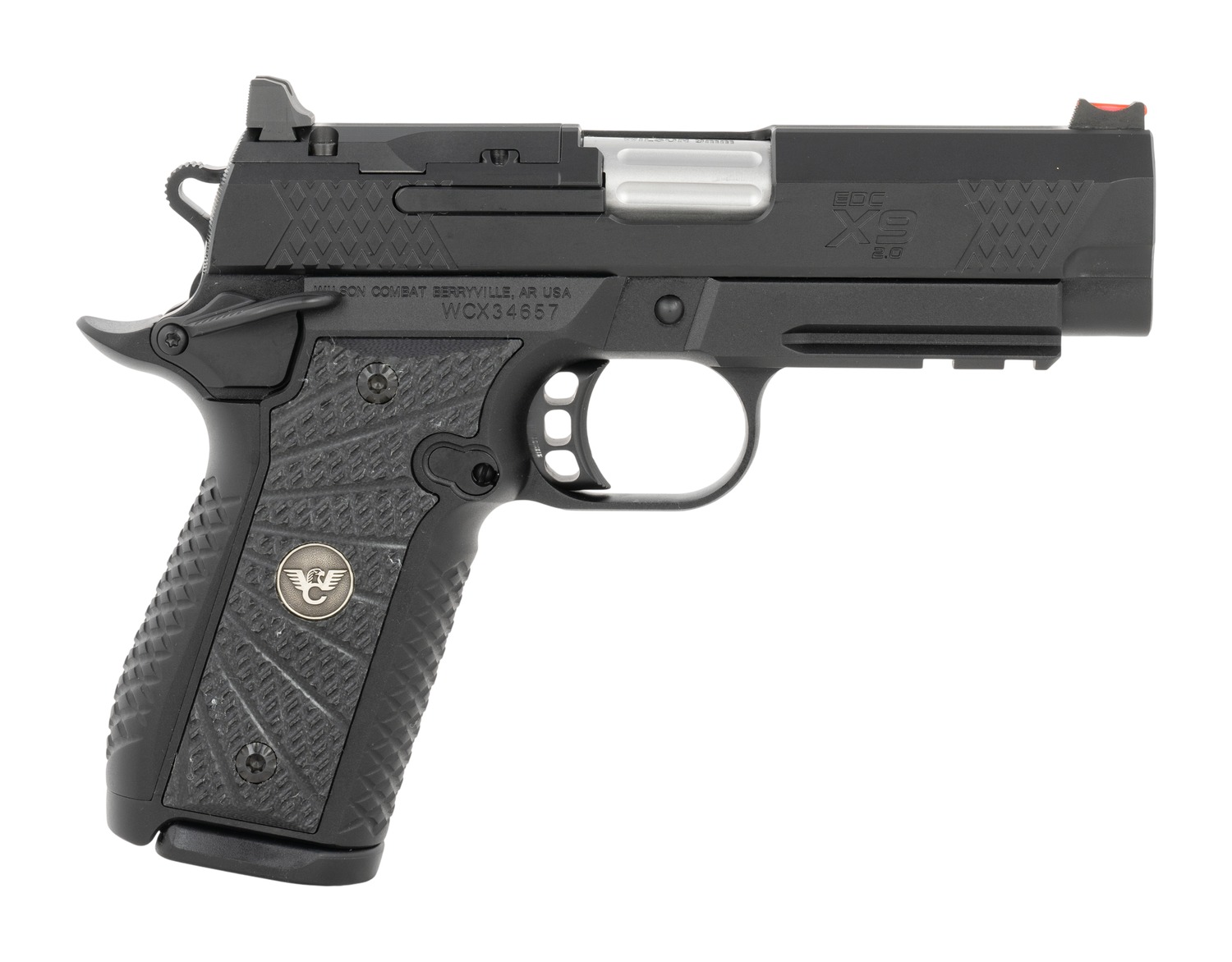 Wilson Combat 2EDCXCPR9AOR EDC X9 2.0 9mm Luger 15+1 4" Stainless Fluted Barrel, Black Armor-Tuff Optic Ready Slide, Aluminum Frame, Black G10 Grip