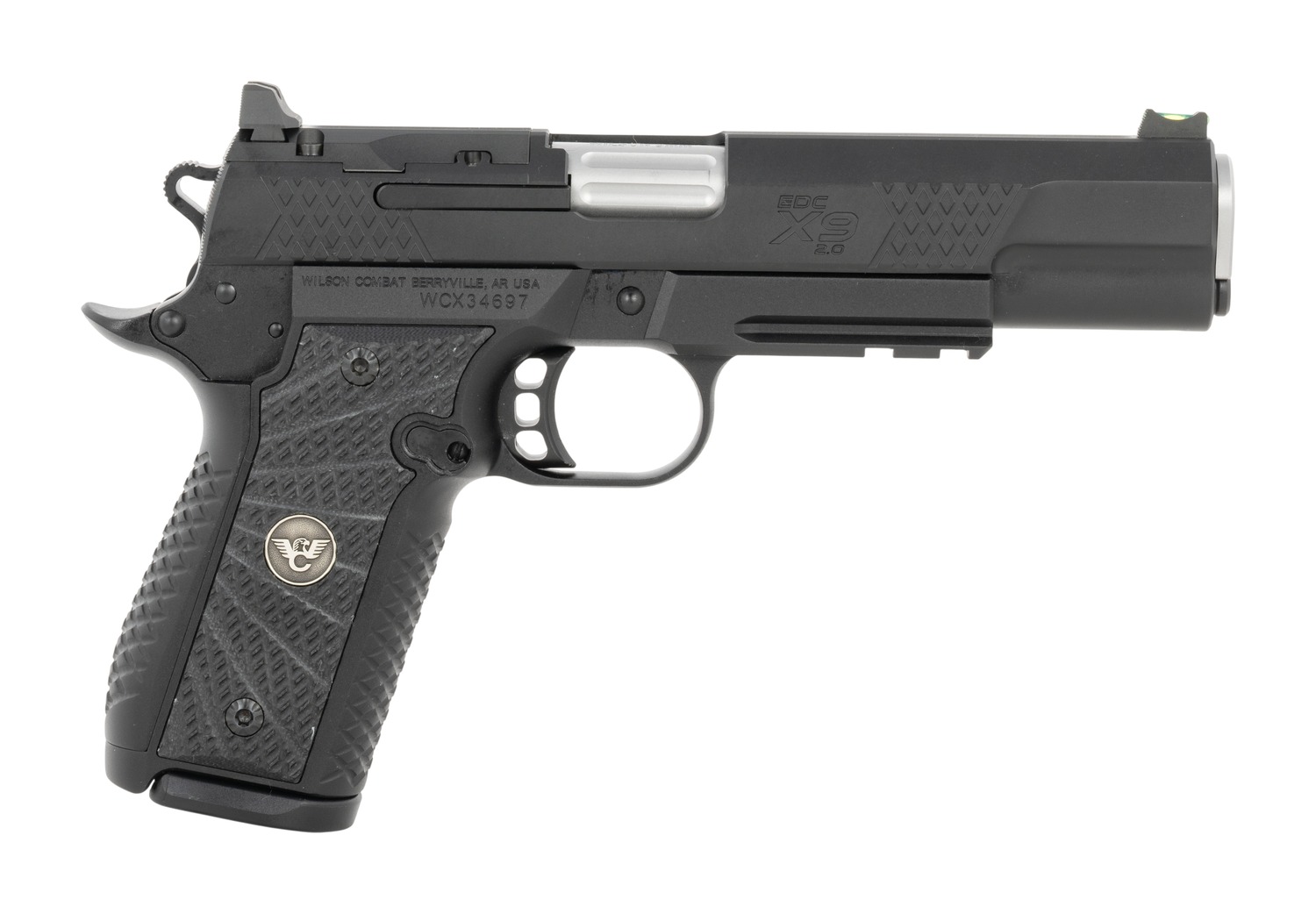 Wilson Combat 2EDCXLPR9OR EDC X9 2.0 9mm Luger 15+1 5" Stainless Fluted Barrel, Black Armor-Tuff Optic Ready Slide, Aluminum Frame w/Picatinny Rail, Black G10 Grip