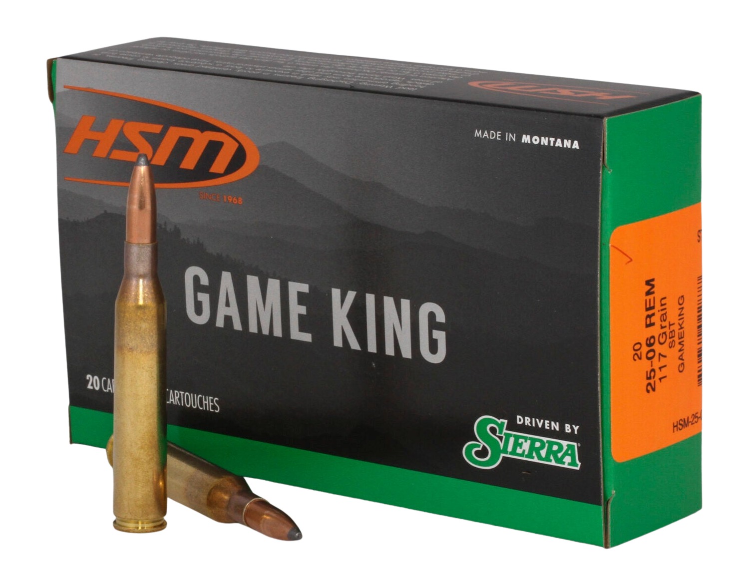 HSM 25069N Game King 25-06 Rem 117 gr Sierra GameKing Spitzer Boat Tail 20 Per Box/ 20 Case