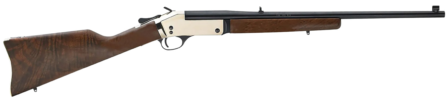 Henry H015B4570 Single Shot 45-70 Gov Caliber with 1rd Capacity, 22" Blued Barrel, Polished Brass Metal Finish & American Walnut Stock, Right Hand (Full Size)