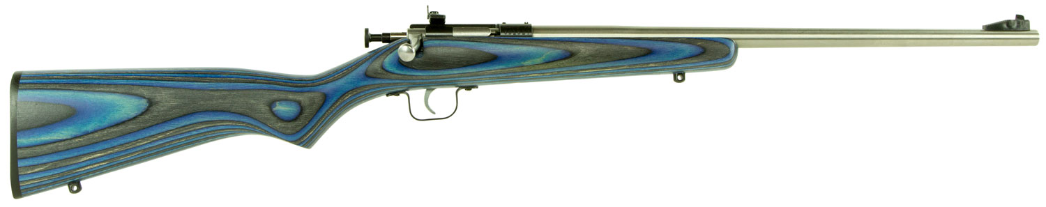 Crickett KSA2223 Youth 22 LR 1rd 16.12" Stainless Steel Barrel, Fixed Front/Adjustable Rear Peep Sights, Blue Laminate Stock w/11.5" LOP, Rebounding Firing Pin Safety