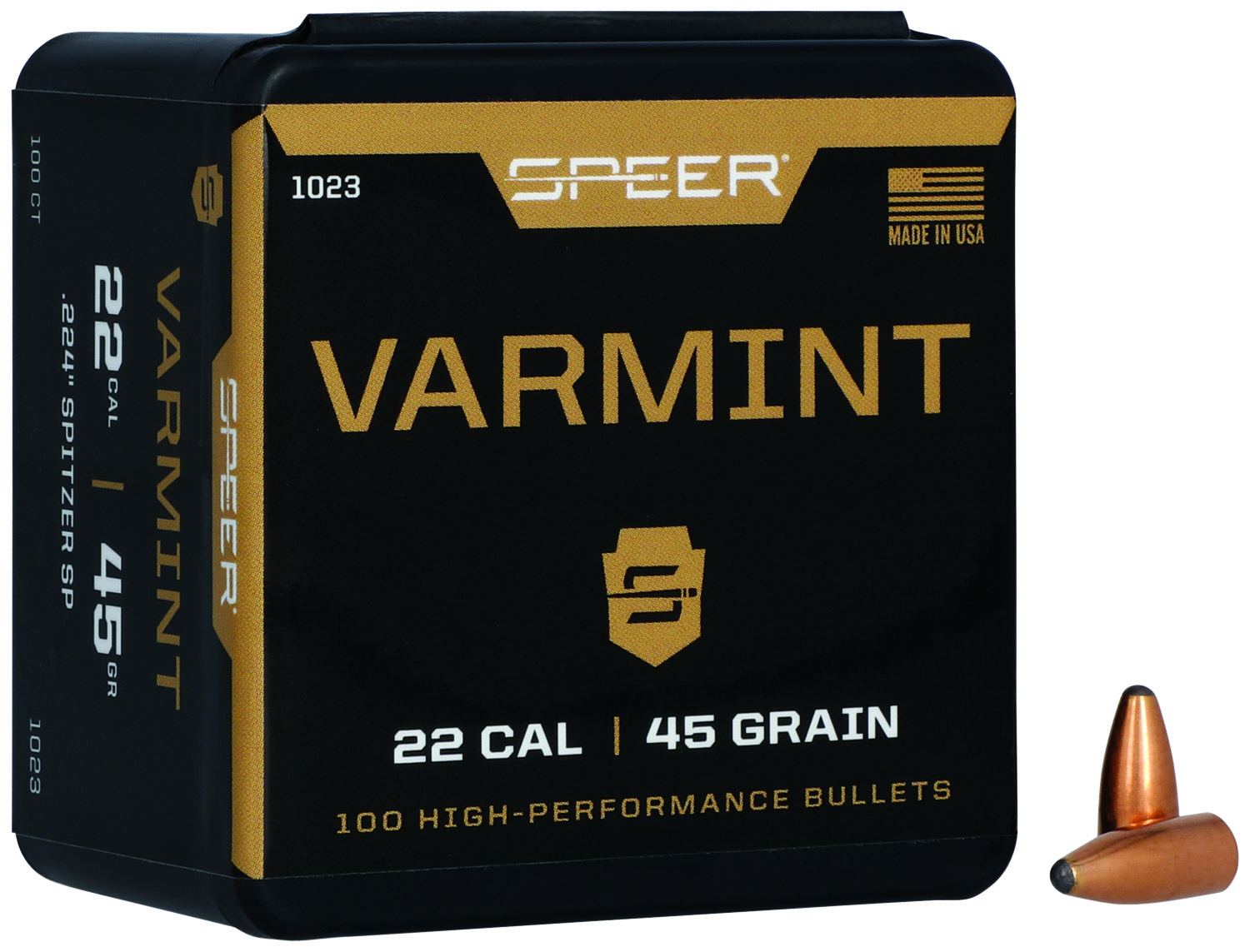 Speer Varmint Soft Point Rifle Bullets .224 cal .224" 45 gr JSP 100/ct