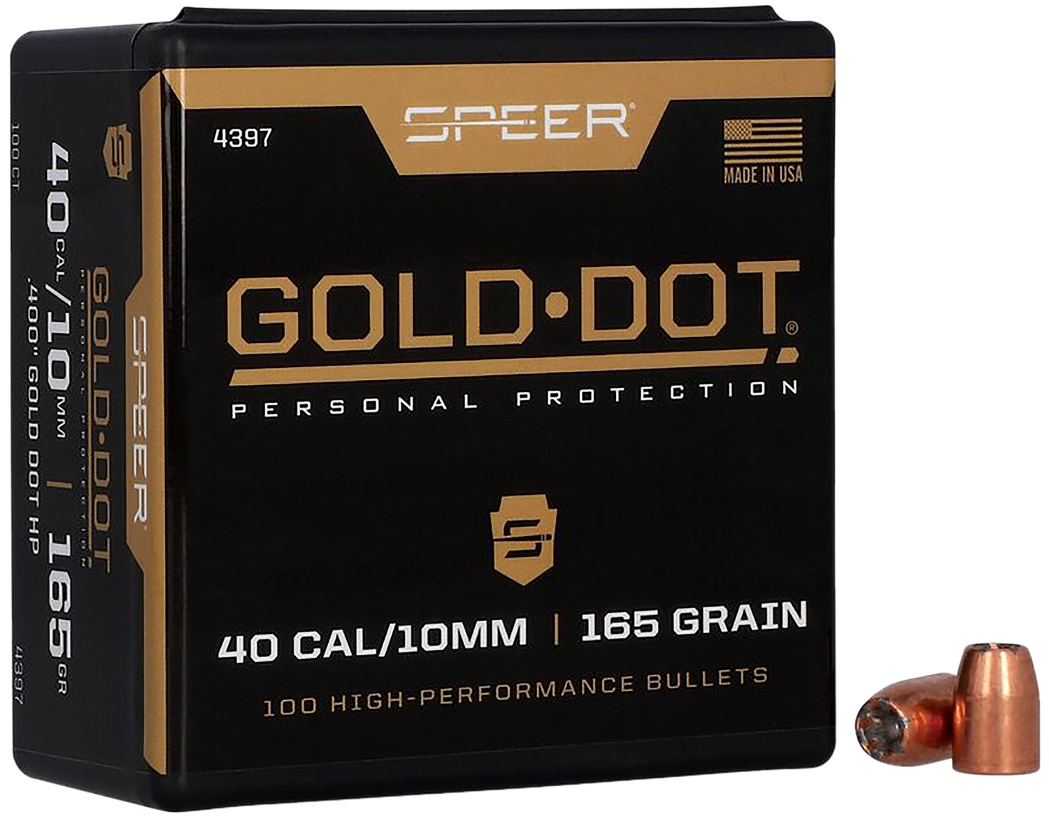 Speer Gold Dot Personal Protection Handgun Bullets .40/10mm .400" 165 gr GDHP 100/ct