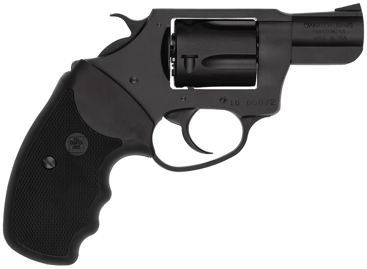 Charter Arms 13820 Undercover Lite Small 38 Special, 5 Shot 2" Black Stainless Steel Barrel & Cylinder, Black Passivate Aluminum Frame w/Black Finger Grooved Rubber Grip, Exposed Hammer