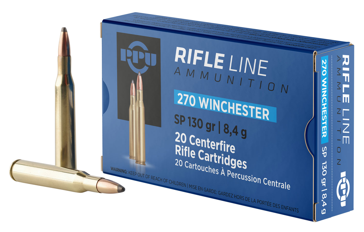 PPU PP2701 Standard Rifle 270Win 130gr Soft Point 20 Per Box/10 Case
