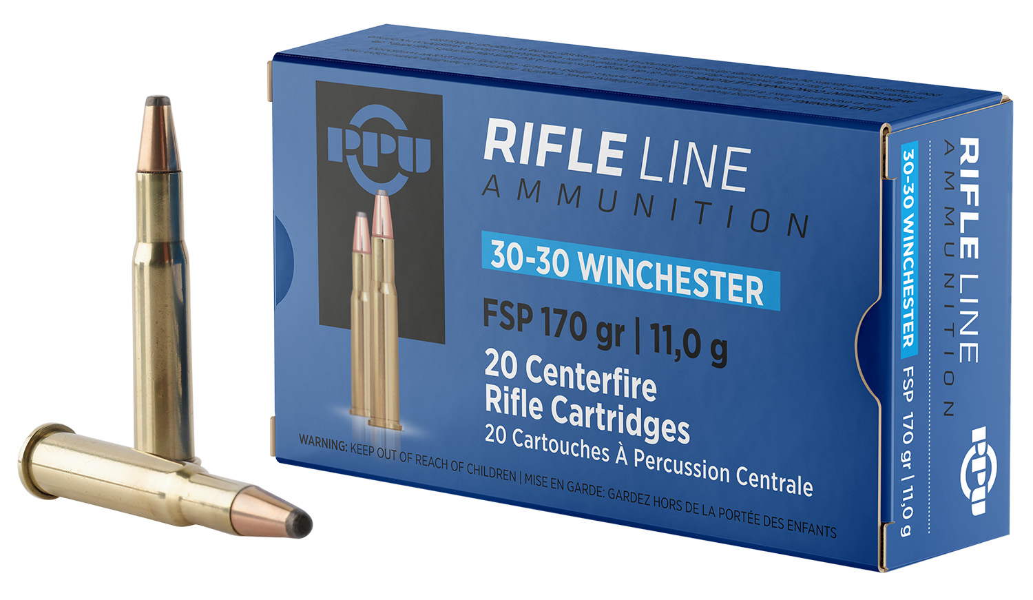 PPU PP30302 Standard Rifle 30-30Win 170gr Flat Soft Point 20 Per Box/10 Case