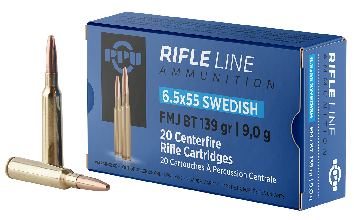 PPU PP6SWF Metric Rifle 6.5x55Swedish 139gr Full Metal Jacket Boat Tail 20 Per Box/10 Case