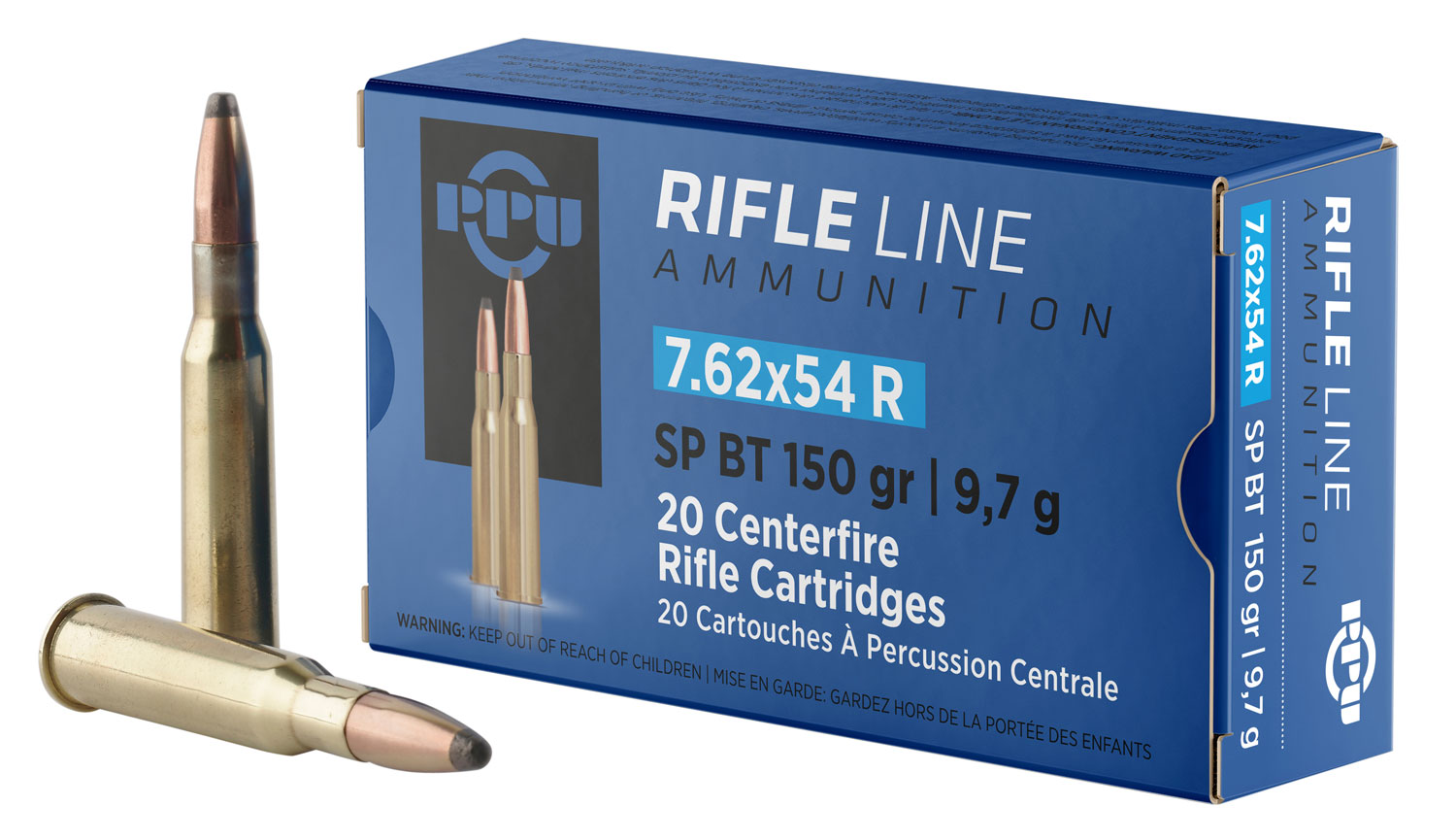 PPU PP76254S Metric Rifle 7.62x54mmR 150gr Soft Point Boat Tail 20 Per Box/10 Case