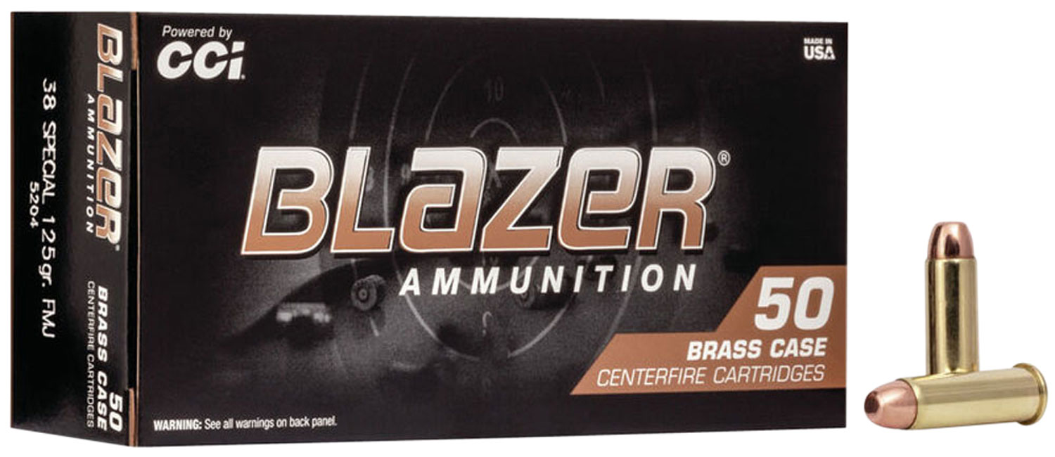 CCI 5204 Blazer Brass Handgun 38Special 125gr Full Metal Jacket 50 Per Box/20 Case