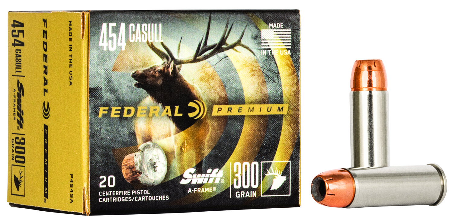 Federal Premium Swift A-Frame Handgun Ammunition .454 Casull 300 gr JHP 1520 fps 20/ct