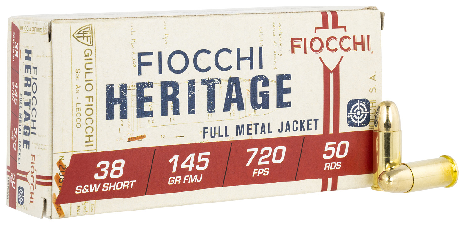 Fiocchi 38SWSHA Heritage 38S&WShort 145gr Full Metal Jacket 50 Per Box/20 Case