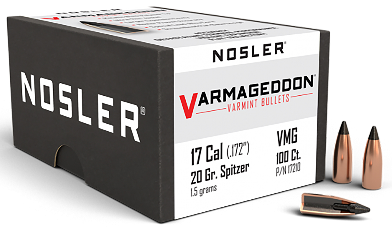 Nosler VarMageddon Rifle Bullets .17 cal .172" 20 gr FB-TIPPED 100/ct