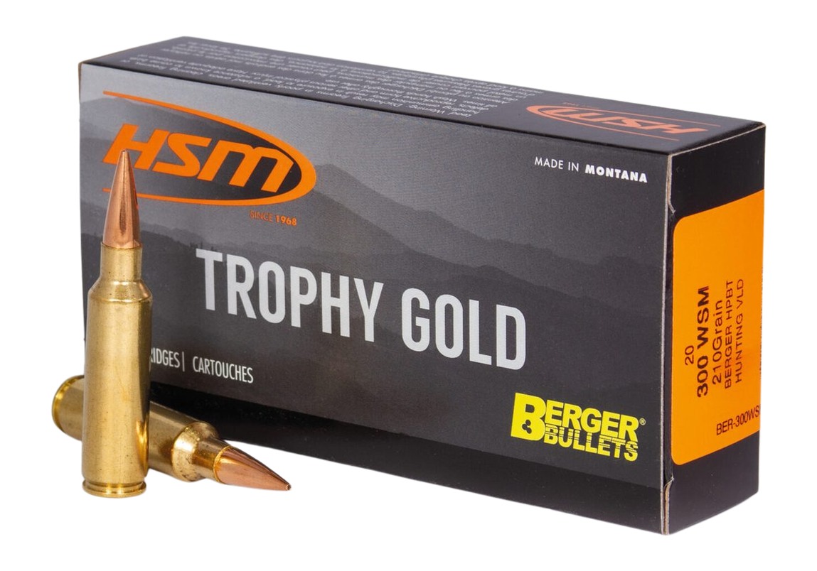 HSM 300WSM210VLD Trophy Gold Extended Range 300 WSM 210 gr Berger Hunting VLD Match 20 Per Box/ 25 Case