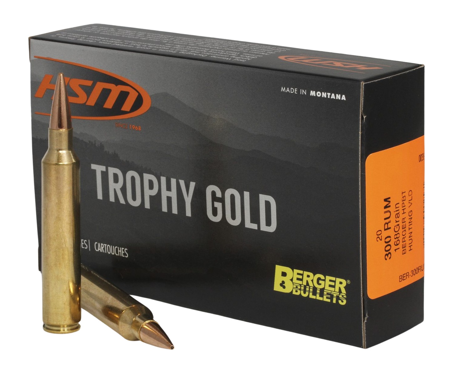 HSM 300HH168VLD Trophy Gold Extended Range 300 H&H Mag 168 gr Berger Hunting VLD Match 20 Per Box/ 20 Case