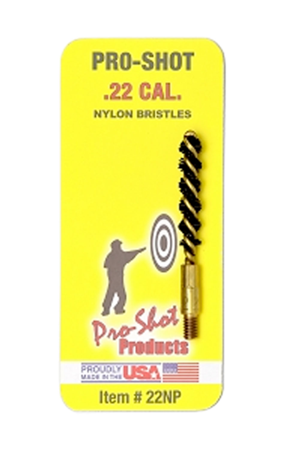 Pro-Shot 22NP Bore Brush .22 Cal Pistol #8-32 Thread Nylon Bristles Brass Core