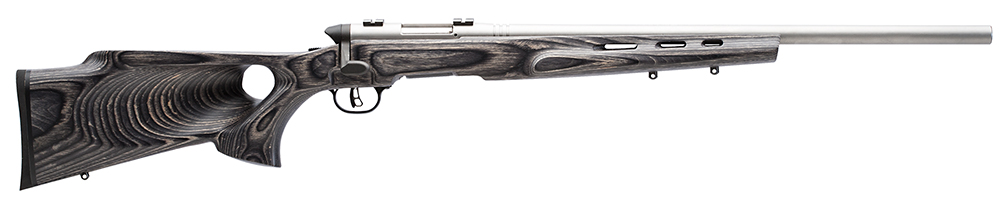 Savage Arms 96972 B.MAG Target Full Size 17 WSM 8+1 22" Matte Stainless Heavy Barrel, Matte Drilled & Tapped Stainless Steel Receiver, Matte Gray Thumbhole Laminate Stock, Right Hand