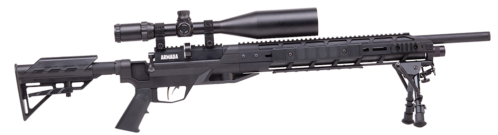 Benjamin BTAP22SX Tactical Armada PCP 22 Pellet 10+1 Shot Black Black Receiver Black M4 Telescopic Stock Scope 4-16x50mm AO