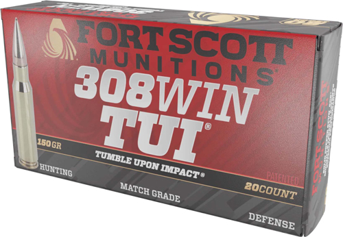 Fort Scott Munitions 308150SCV2 Tumble Upon Impact (TUI) Rifle 308Win 150gr Solid Copper Spun 20 Per Box/10 Case