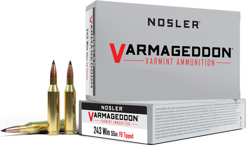 NOSLER VARMAGEDDON 243 WIN 55GR FBT 20RD 10BX/CS <