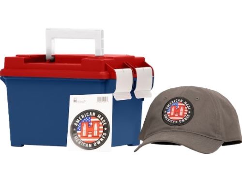 Hornady American Gunner Handgun Ammunition 45 Auto 185gr XTP 970 fps 250/ct Loose Ammo Can with Hat/Sticker