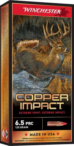 Winchester Ammo X65PCLF Copper Impact  6.5PRC 125gr Copper Extreme Point Lead Free 20 Per Box/10 Case