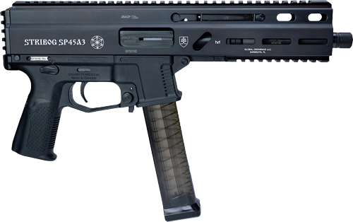 Grand Power 197892003506 SP45A3 Stribog 45 ACP 20+1 8" Black Threaded Barrel, Black Hardcoat Anodize Aluminum/Polymer Receiver w/Picatinny Rail, QD Sling Sockets, Black Polymer Grip, Ambidextrous
