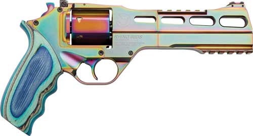 Chiappa Firearms 340301 Rhino 60DS Nebula 357 Mag Caliber with 6" Picatinny Rail/Vent Rib, 6rd Capacity Cylinder, Overall Rainbow PVD Metal Finish & Blue Laminate Grip