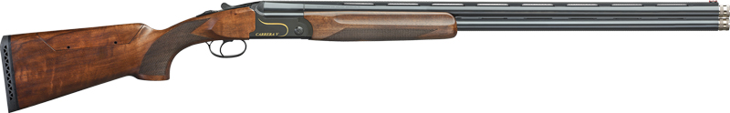 F.A.I.R. FRCRRAV1230 Carrera V 16 Gauge Break Open 3" 2rd 30" Black Over/Under Vent Rib Barrel, Black w/Gold Inlay Receiver, Walnut w/Adj Comb Stock, TechniChoke XP70 Choke System