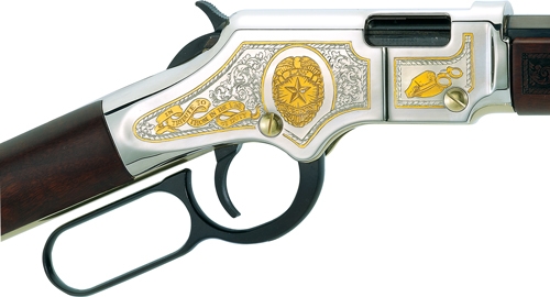 Henry H004LE Golden Boy Law Enforcement Tribute 22 Short, 22 Long or 22 LR Caliber with 16 LR/21 Short Capacity, 20" Blued Barrel, Nickel-Plated Metal Finish & American Walnut Stock Right Hand (Full S