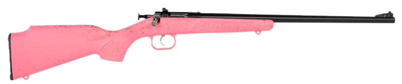 Crickett KSA2341 My First Rifle Gen2 22 LR 1rd 16.13" Blued Single Shot Barrel, Drilled & Tapped Receiver, Pink w/Gold Webbing Fixed Synthetic Stock