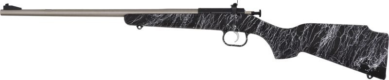 Crickett KSA2444 Gen2  Youth 22 LR 1rd 16.13" Stainless Single Shot Barrel, Stainless Steel Receiver, Black w/White Webbing Fixed Synthetic Stock