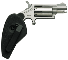 North American Arms 22MSHG Mini-Revolver Compact Frame 22 WMR 5 Shot 1.13" Stainless Steel Barrel, Frame & Cylinder, Black Synthetic Holster Grip, Exposed Hammer