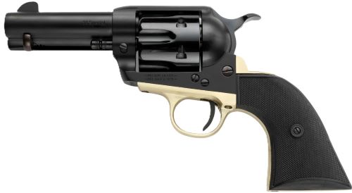 Pietta PFI38ALLOYBR312CB 38 Super 6 Shot 10rd Shot 3.50" Matte Black Alloy Steel Frame w/Brass Backstrap & Trigger Guard, Black Checkered Grip